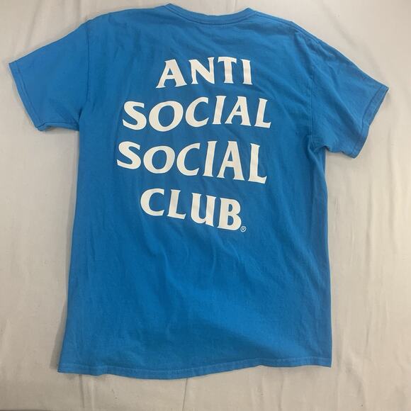 Anti Social Social Club T Shirt Mens Large International Ocean Blue Cotton Hype - Picture 4 of 7